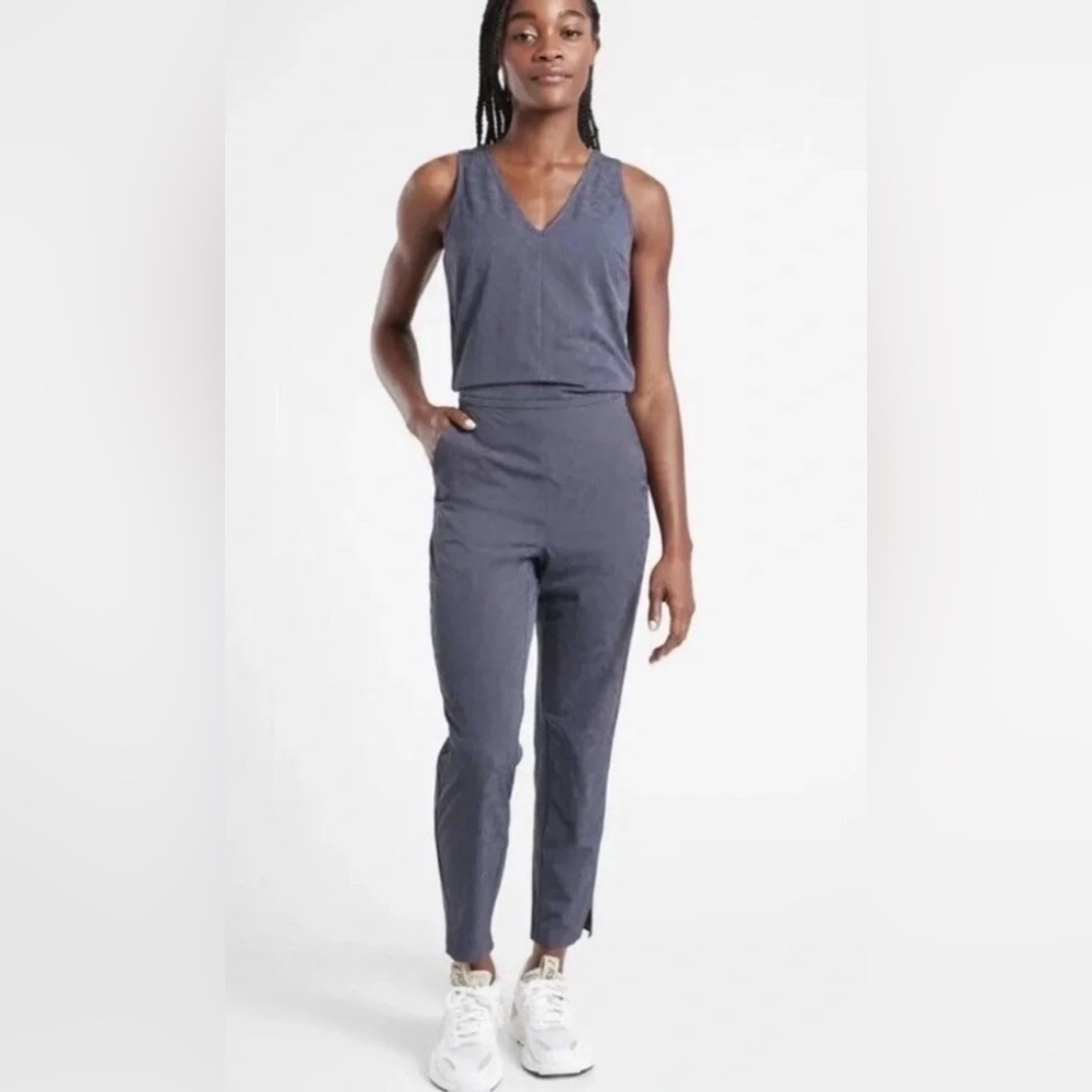 ATHLETA Brooklyn Textured Leopard Jumpsuit in Blue Size 4